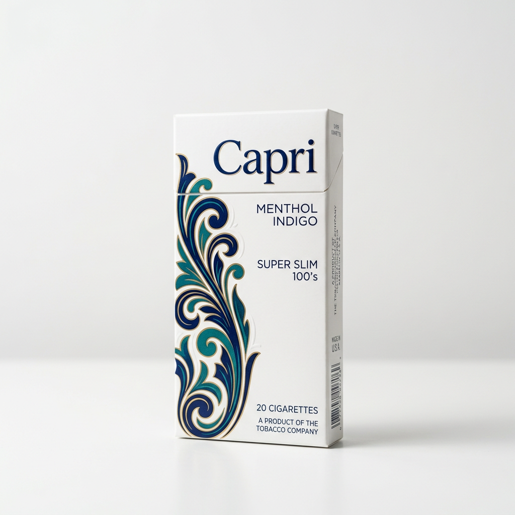 buy Capri Menthol Indigo Super Slim 100 Box of 10 Packs