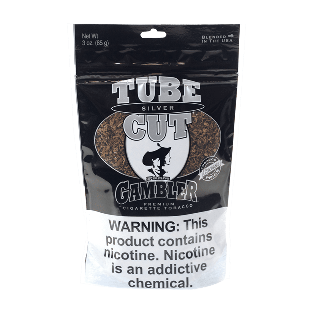 Gambler Tube Cut Silver 3 oz. Bag - Hello Cigarettes